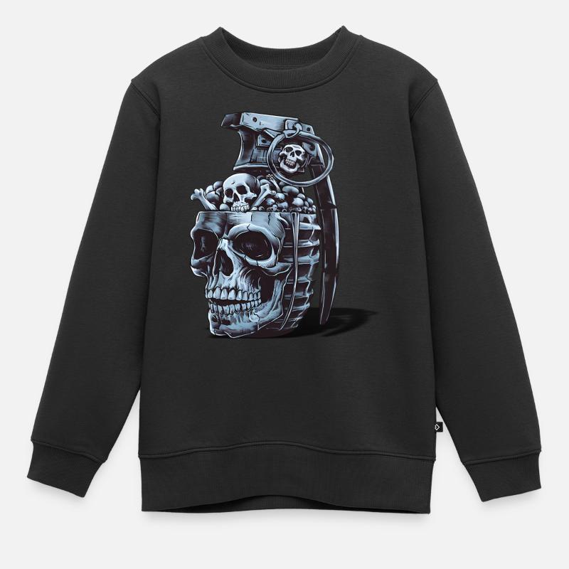 Design der Skelettgranate - Kinder Premium Organic Sweatshirt - Schwarz