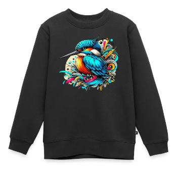 Martin-pêcheur - Sweat Premium enfant bio - noir - Devant - AI Model Kid Female (0cm)