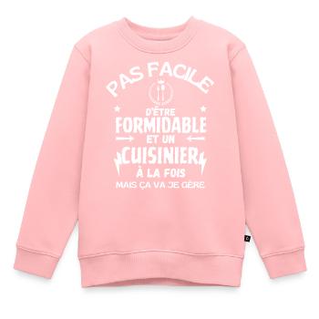 GROSSARTIGER KOCH - Kinder Premium Organic Sweatshirt - Rosa - Vorne - AI Model Kid Female (0cm)