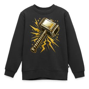 le marteau de Thor - Sweat Premium enfant bio - noir - Devant - AI Model Kid Female (0cm)
