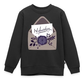 Lettre avec cachet de cire et fleurs - Sweat Premium enfant bio - noir - Devant - AI Model Kid Female (0cm)
