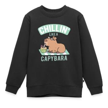 Lustiges Chillen wie ein Wasserschwein - Kinder Premium Organic Sweatshirt - Schwarz - Vorne - AI Model Kid Female (0cm)