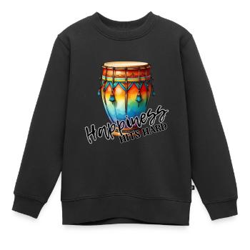 Luck Hits Hard - Aztec Style Drum - Kids Premium Organic Sweatshirt - black - Front - AI Model Kid Female (0cm)