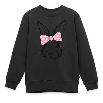 Hase mit rosa Schleife - Kinder Premium Organic Sweatshirt - Schwarz - Vorne - AI Model Kid Female (0cm)