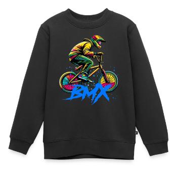 Vélo BMX - Sweat Premium enfant bio - noir - Devant - AI Model Kid Female (0cm)