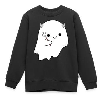 Halloween fantôme à cornes mignon - Sweat Premium enfant bio - noir - Devant - AI Model Kid Female (0cm)