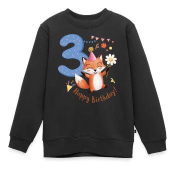 Kind Fuchs 3 Jahre 3. Geburtstag - Kinder Premium Organic Sweatshirt - Schwarz - Vorne - AI Model Kid Female (0cm)
