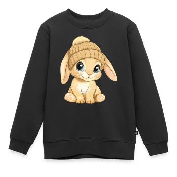 Hase Süß Niedlich Baby Kinder Tier Cartoon - Kinder Premium Organic Sweatshirt - Schwarz - Vorne - AI Model Kid Female (0cm)