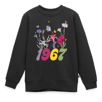 Geburtsjahr 1967 Wildblumen - Kinder Premium Organic Sweatshirt - Schwarz - Vorne - AI Model Kid Female (0cm)