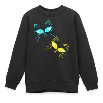 minimalistisch Katze Katzen Gesicht Gesichter - Kinder Premium Organic Sweatshirt - Schwarz - Vorne - AI Model Kid Female (0cm)