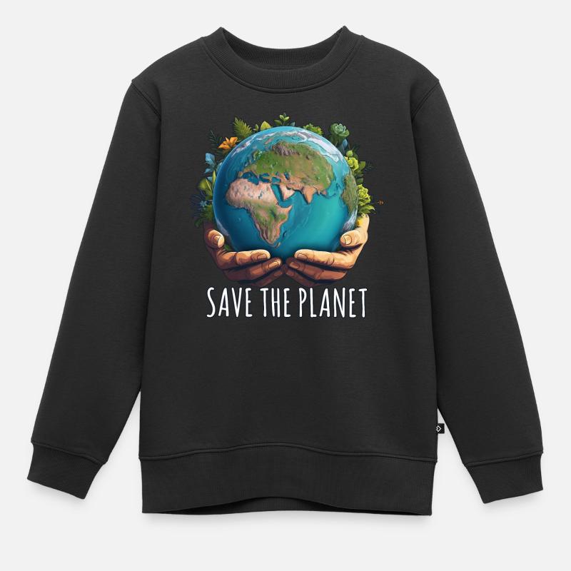 SAVE THE PLANET - Sweat Premium enfant bio - noir