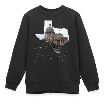Texas State Capitol in Texas State Landkarte TX - Kinder Premium Organic Sweatshirt - Schwarz - Vorne - AI Model Kid Female (0cm)
