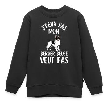 chien de race berger belge 1 - Sweat Premium enfant bio - noir - Devant - AI Model Kid Female (0cm)