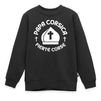 pape, Corse, île de beauté - Sweat Premium enfant bio - noir - Devant - AI Model Kid Female (0cm)