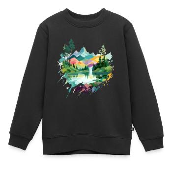 Ruhige Landschaft Ruhig Beschauliche Natur Im Freien - Kinder Premium Organic Sweatshirt - Schwarz - Vorne - AI Model Kid Female (0cm)