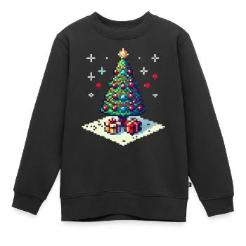 8 Bit Weihnachtsbaum - Kinder Premium Organic Sweatshirt - Schwarz - Vorne - AI Model Kid Female (0cm)