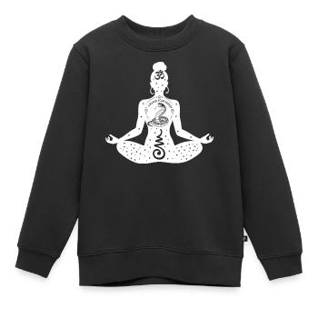 L’art du yoga #19 - Sweat Premium enfant bio - noir - Devant - AI Model Kid Female (0cm)