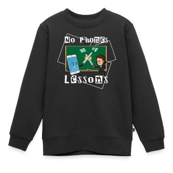Pas de téléphone dans mes cours - Sweat Premium enfant bio - noir - Devant - AI Model Kid Female (0cm)