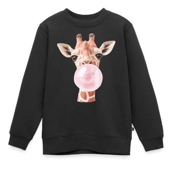 Lustige Giraffe Kaugummi Blase - Kinder Premium Organic Sweatshirt - Schwarz - Vorne - AI Model Kid Female (0cm)