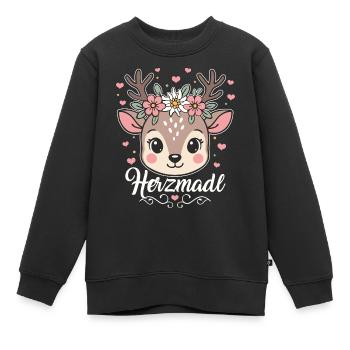 Herzmadl niedliches Hirsch Mädchen Trachten Ersatz - Kinder Premium Organic Sweatshirt - Schwarz - Vorne - AI Model Kid Female (0cm)