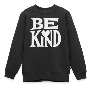 Be kind slogan with heart - Kids Premium Organic Sweatshirt - black - Front - AI Model Kid Female (0cm)