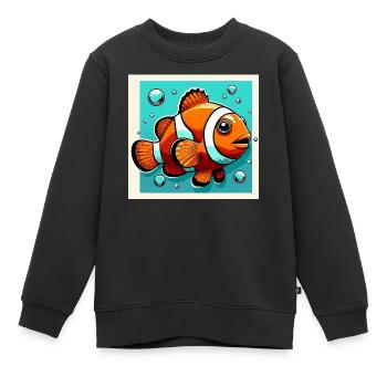 Poisson-clown - Sweat Premium enfant bio - noir - Devant - AI Model Kid Female (0cm)