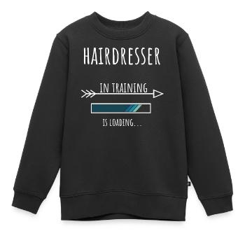 Hairdresser Geschenk Beruf Ausbildung - Kinder Premium Organic Sweatshirt - Schwarz - Vorne - AI Model Kid Female (0cm)