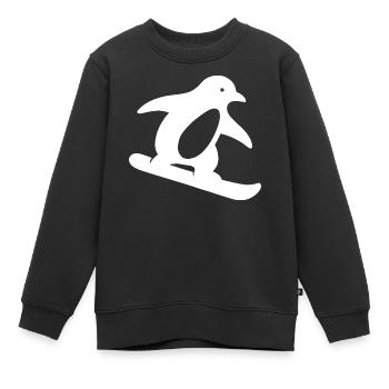 Minimalistischer Pinguin Snowboard Winterurlaub - Kinder Premium Organic Sweatshirt - Schwarz - Vorne - AI Model Kid Female (0cm)