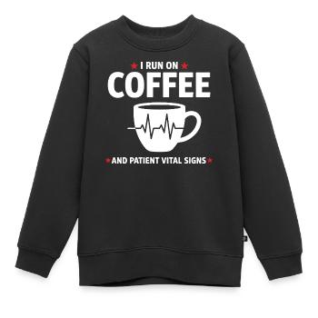 Humour Infirmier Café et Signes Vitaux Patients - Sweat Premium enfant bio - noir - Devant - AI Model Kid Female (0cm)
