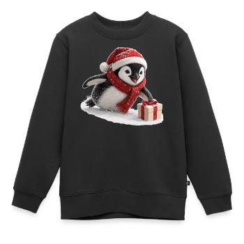 Pingouin de Noël - Sweat Premium enfant bio - noir - Devant - AI Model Kid Female (0cm)