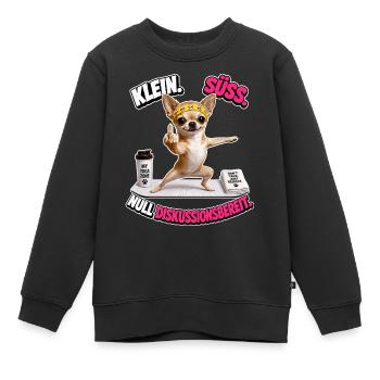 Klein süss und nicht diskutierbar - Kinder Premium Organic Sweatshirt - Schwarz - Vorne - AI Model Kid Female (0cm)
