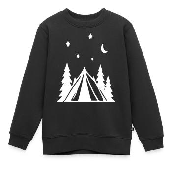 Camping sous tente dans la forêt nocturne - Sweat Premium enfant bio - noir - Devant - AI Model Kid Female (0cm)