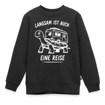 Langsame Reise Schildkröte Camper - Kinder Premium Organic Sweatshirt - Schwarz - Vorne - AI Model Kid Female (0cm)