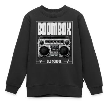 Boombox Old School – Radio rétro - Sweat Premium enfant bio - noir - Devant - AI Model Kid Female (0cm)