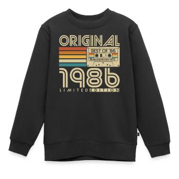 Original 1986 Vintage Vintage Anniversaire Rétro - Sweat Premium enfant bio - noir - Devant - AI Model Kid Female (0cm)