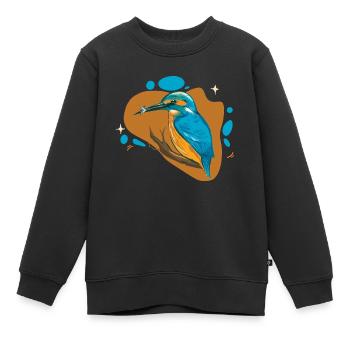 Eisvogel auf Ast mit Fisch in Schnabel - Kinder Premium Organic Sweatshirt - Schwarz - Vorne - AI Model Kid Female (0cm)