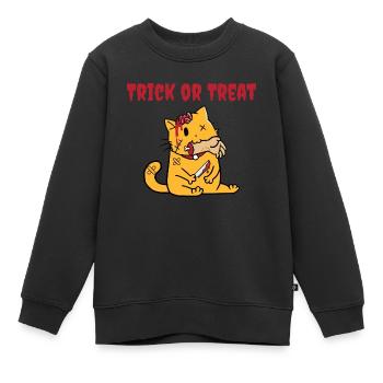 Trick Or Treat - Chat zombie - Sweat Premium enfant bio - noir - Devant - AI Model Kid Female (0cm)