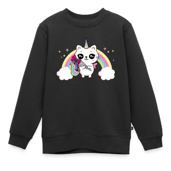 Grundschule Einschulung 1. Klasse Katze Schüler - Kinder Premium Organic Sweatshirt - Schwarz - Vorne - AI Model Kid Female (0cm)