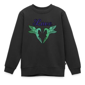 Herz aus Zwei Kolibris - Love - Kinder Premium Organic Sweatshirt - Schwarz - Vorne - AI Model Kid Female (0cm)