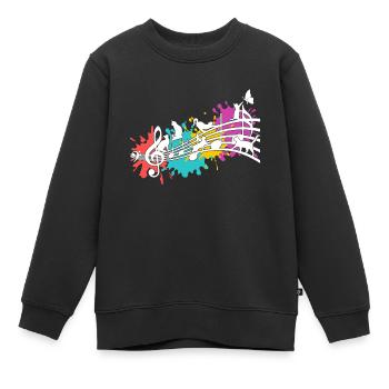 Lustige Katzen Notenlinien Farbkleckse - Kinder Premium Organic Sweatshirt - Schwarz - Vorne - AI Model Kid Female (0cm)