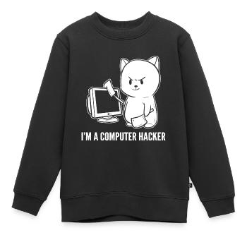 Computer-Hacker Lustiger Computer-Geek. Geschenk - Kinder Premium Organic Sweatshirt - Schwarz - Vorne - AI Model Kid Female (0cm)