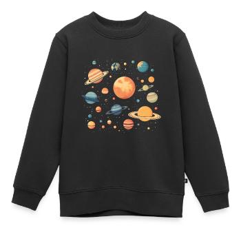 Bunte Planeten die durchs All schweben - Kinder Premium Organic Sweatshirt - Schwarz - Vorne - AI Model Kid Female (0cm)