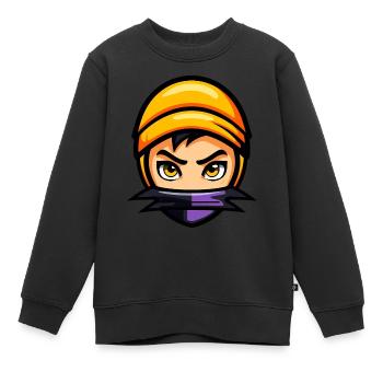 Niedlicher Halloween Ninja - Kinder Premium Organic Sweatshirt - Schwarz - Vorne - AI Model Kid Female (0cm)