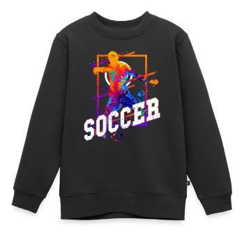 Football, Joueur De Football, Attaquant, Fan Coloré - Sweat Premium enfant bio - noir - Devant - AI Model Kid Female (0cm)