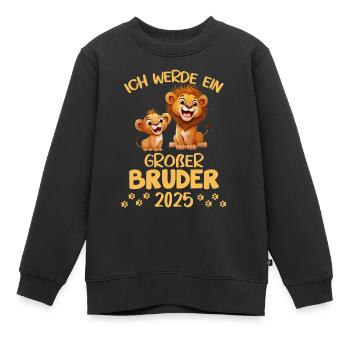 Ich werde ein großer Buder 2025 zwei Löwen Löwe - Kinder Premium Organic Sweatshirt - Schwarz - Vorne - AI Model Kid Female (0cm)