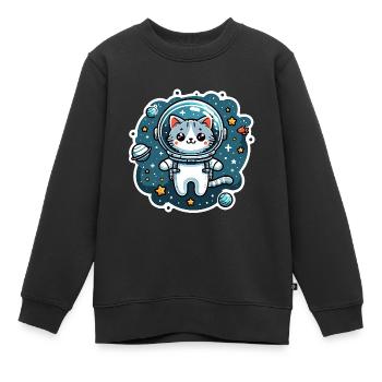 Petit chat mignon comme astronaute astronaute - Sweat Premium enfant bio - noir - Devant - AI Model Kid Female (0cm)
