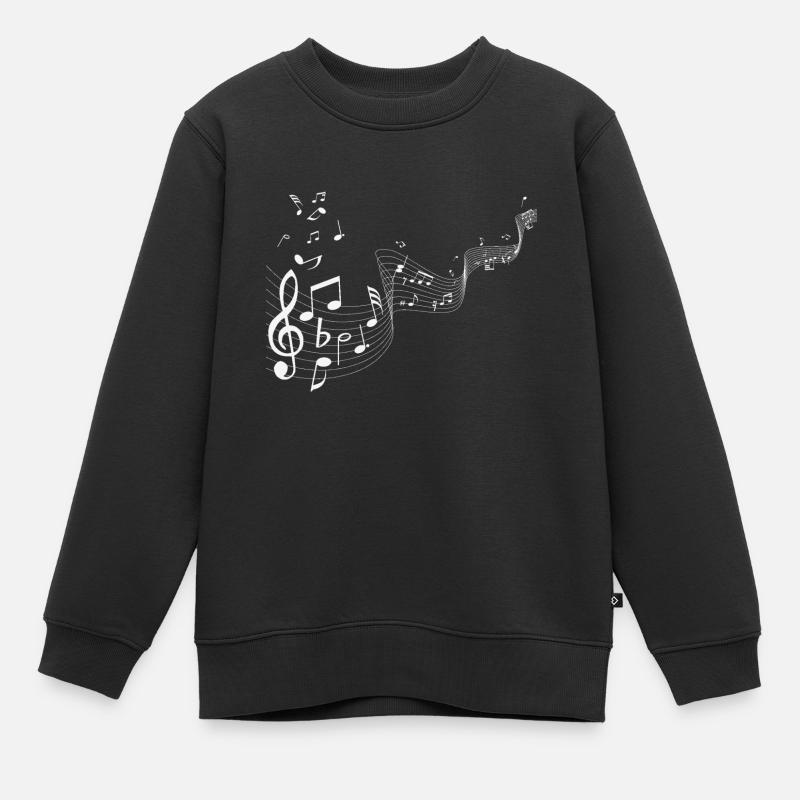 Musiknoten Weiß - Kinder Premium Organic Sweatshirt - Schwarz