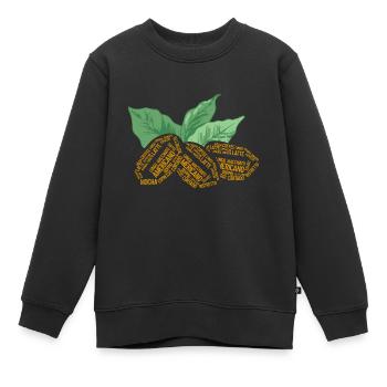 Kaffeebohne und Kaffeepflanze Wortwolke - Kinder Premium Organic Sweatshirt - Schwarz - Vorne - AI Model Kid Female (0cm)