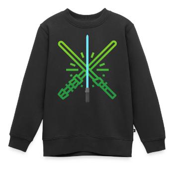 Sabre Laser Vert Bleu - Sweat Premium enfant bio - noir - Devant - AI Model Kid Female (0cm)