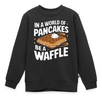 Waffles Breakfast Sweets - Kids Premium Organic Sweatshirt - black - Front - AI Model Kid Female (0cm)